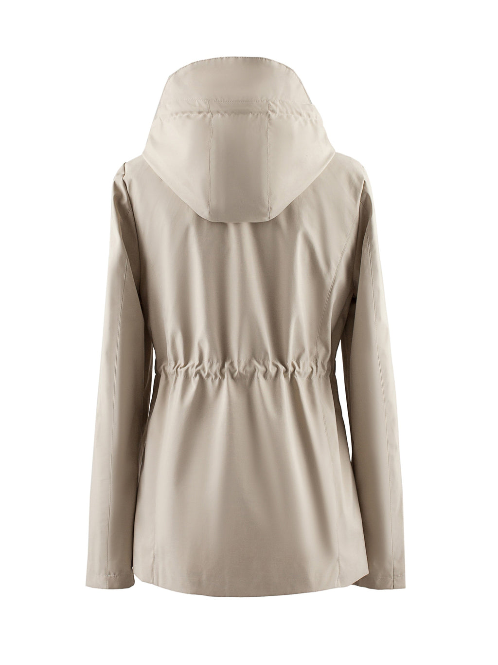 Women's Khaki Lightweight Hooded Jacket with Cinch Waist