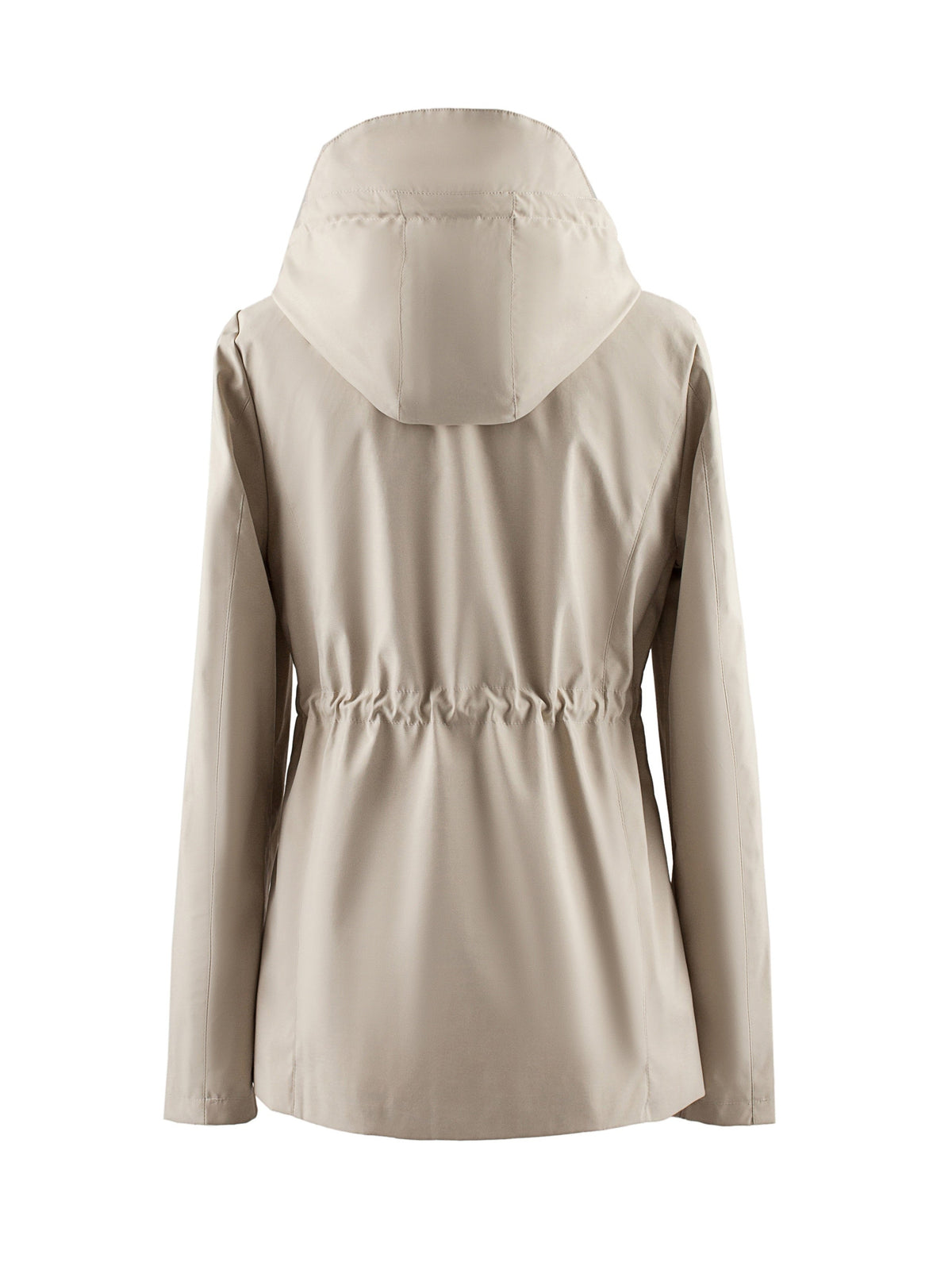 Women's Khaki Lightweight Hooded Jacket with Cinch Waist
