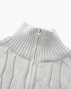 Men's Cable-Knit Half-Zip Jumper with Ribbed Trims