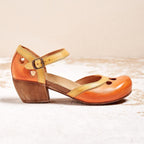 Women's Retro Perforated Buckle Strap Flats