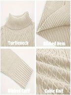 Women's Plus Size Cable Pattern Roll Neck Jumper