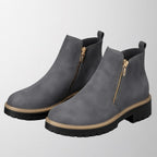 Women's Round Toe Shoes with Side Zip Fastening