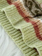 Women's Relaxed Knit Cardigan with Patterned Yoke
