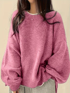 Women's Chunky Warm Round Neck Pullover Jumper