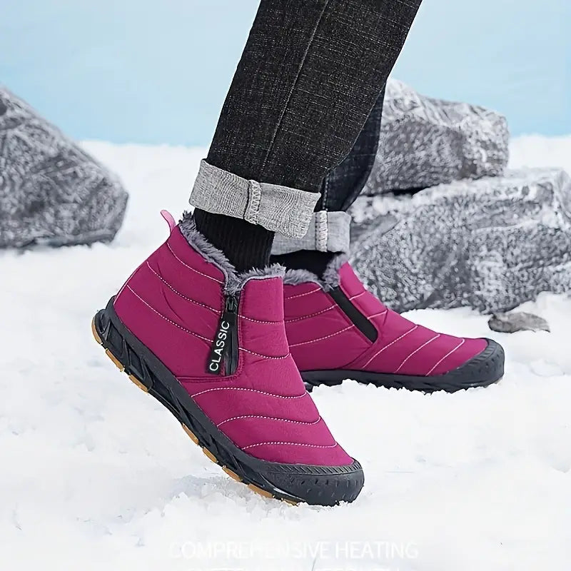 Men's Quilted Ankle Snow Boots with Warm Lining and Grip Sole