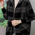 Women's Zip-Through Check Hoodie Jacket - Grey