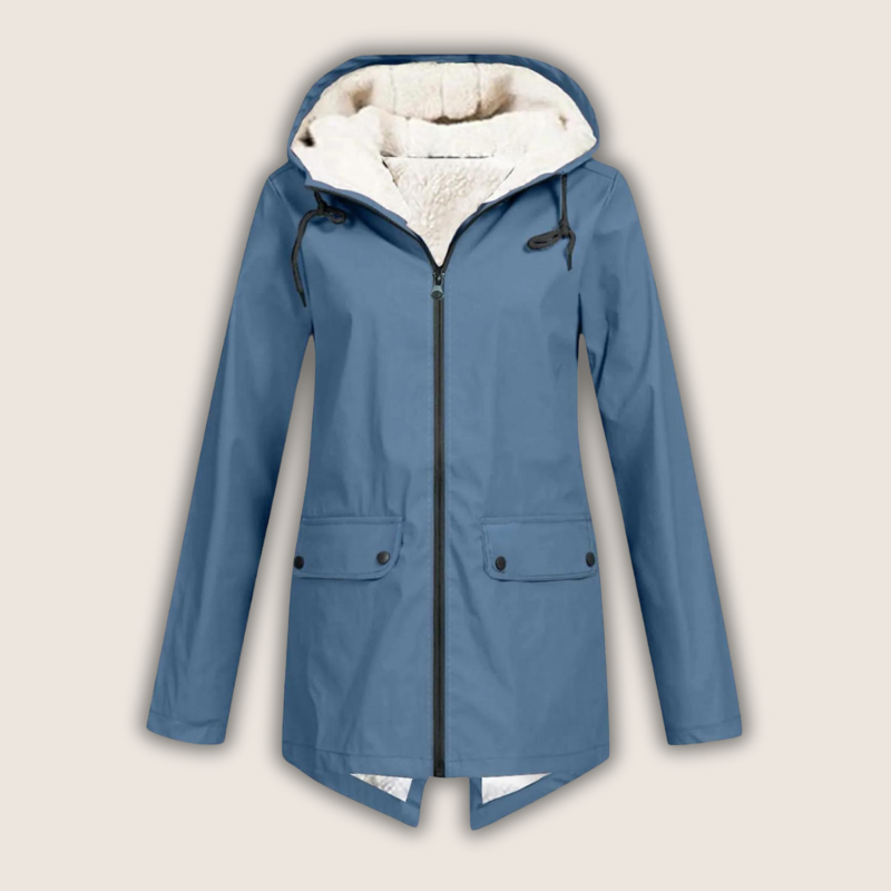 Women's Windproof Waterproof Rain Jacket with Adjustable Hood – Blue