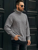 Women's Plus Size Cable Pattern Roll Neck Jumper