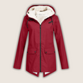 Women's Windproof Waterproof Rain Jacket with Adjustable Hood – Red