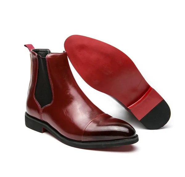 Men's Structured Leather Boots for Smart Casual Days – Red