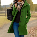 Women's Straight Cut Buttoned Coat Warm Everyday Staple