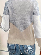 Women's Two-Tone V-Neck Knit Jumper