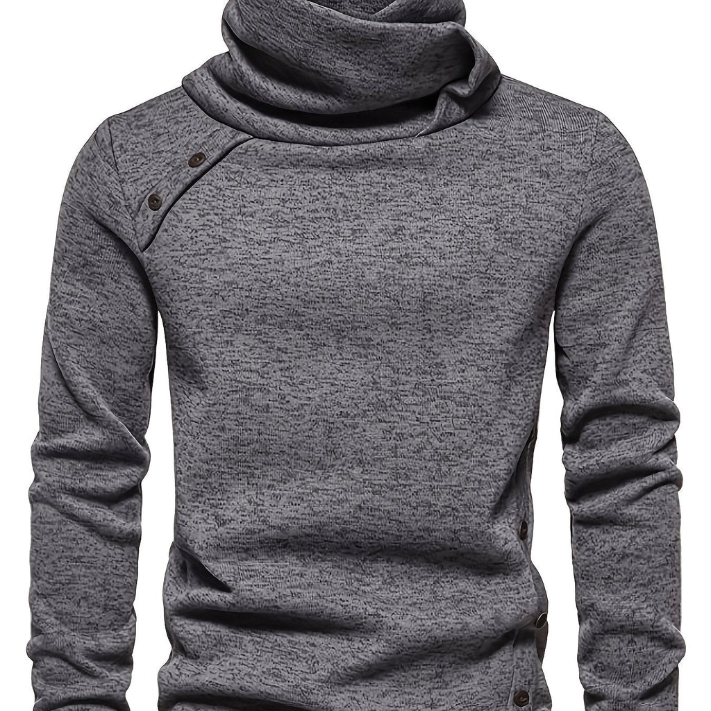Women's Button Detail Slouch Neck Knit Jumper - Dark Grey