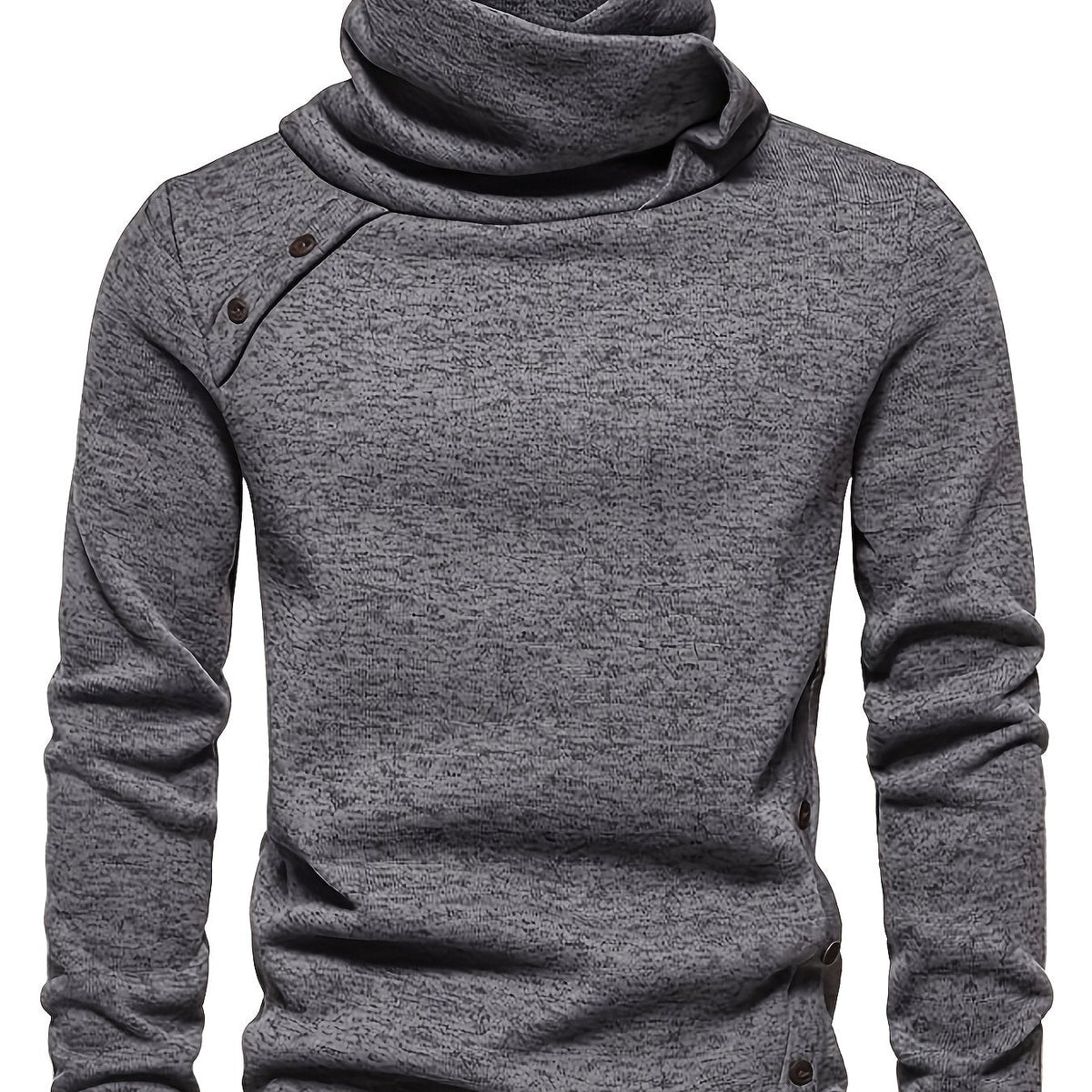 Women's Button Detail Slouch Neck Knit Jumper - Dark Grey