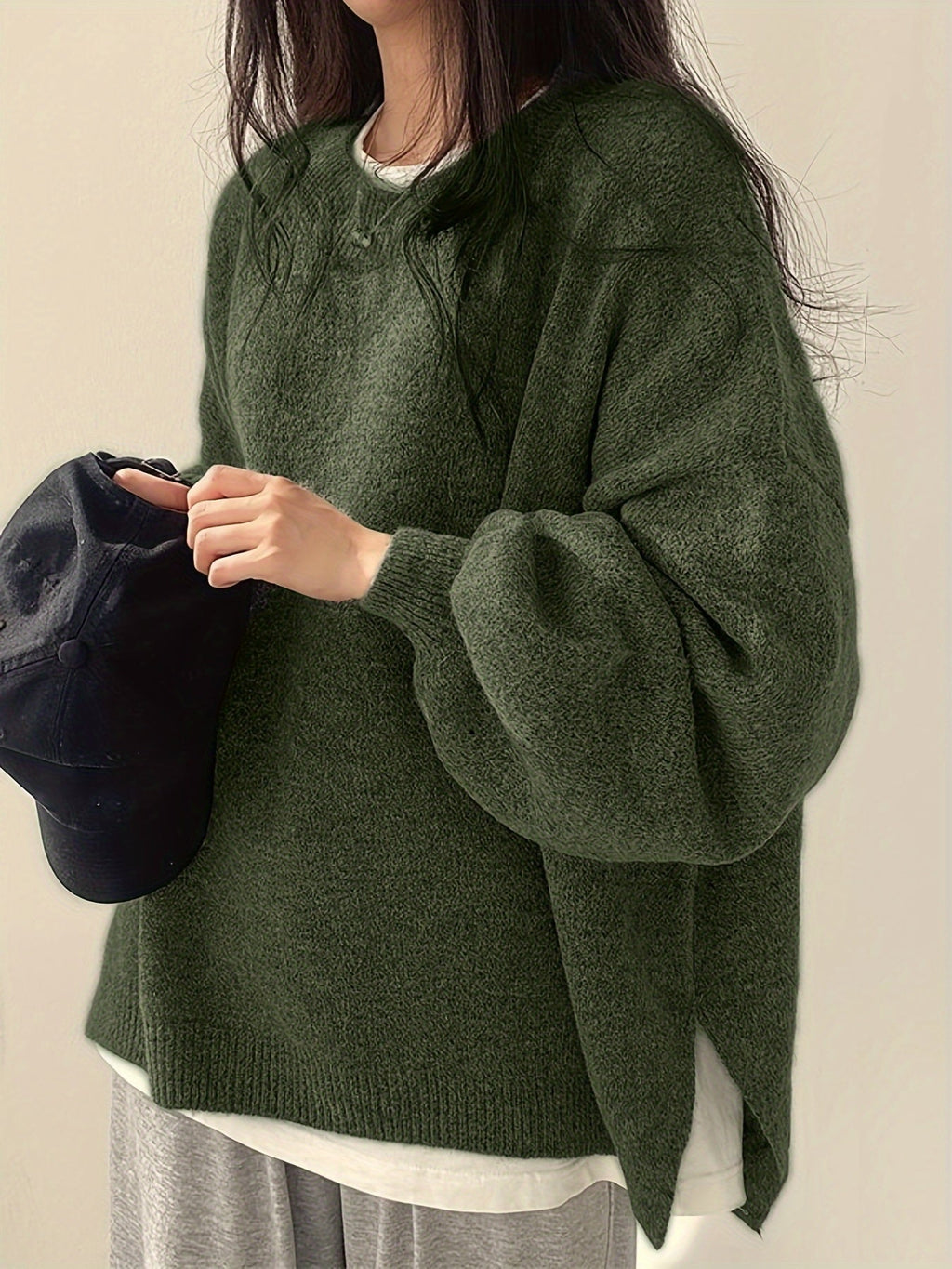Women's Chunky Warm Round Neck Pullover Jumper