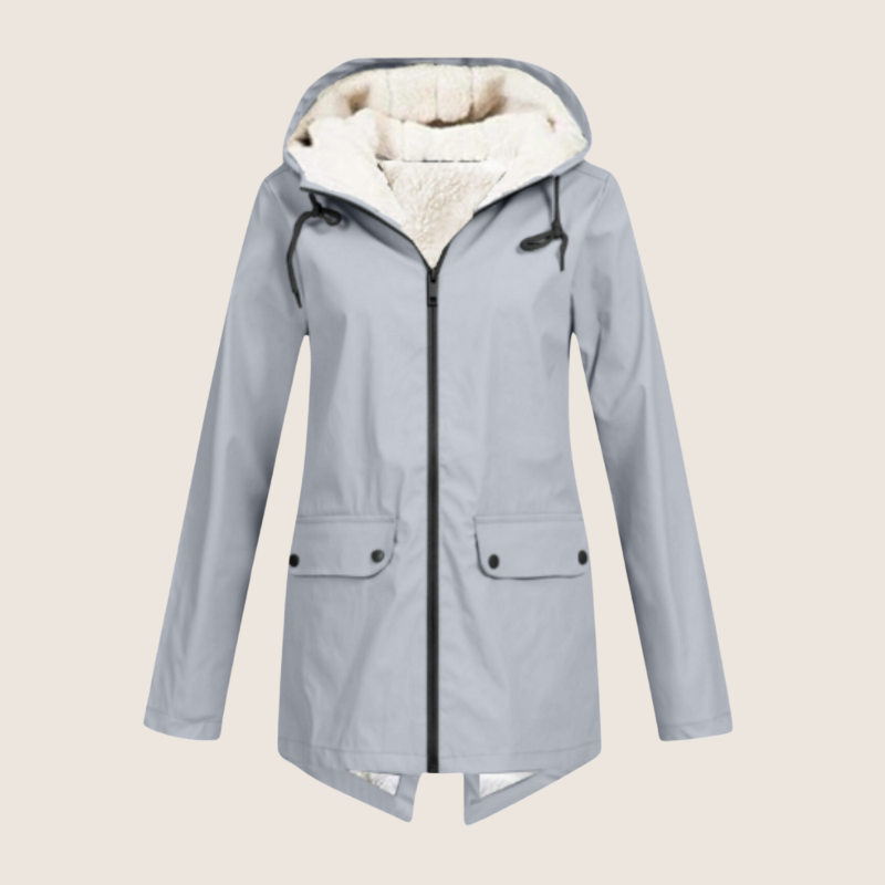 Women's Windproof Waterproof Rain Jacket with Adjustable Hood – Grey