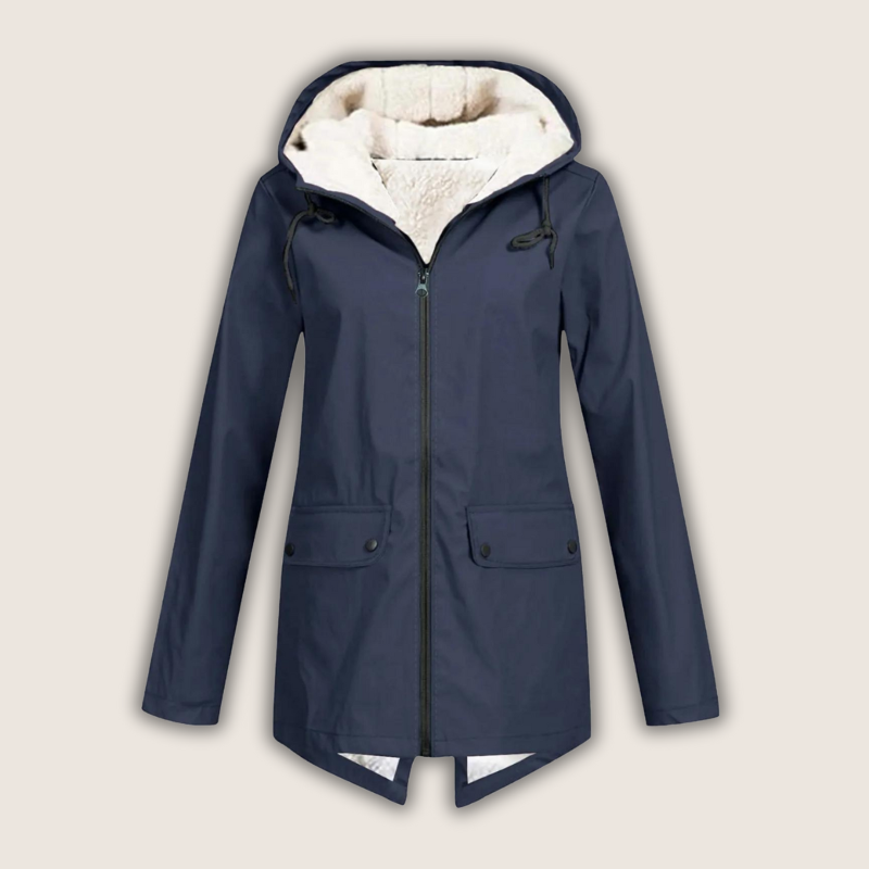 Women's Windproof Waterproof Rain Jacket with Adjustable Hood – Navy