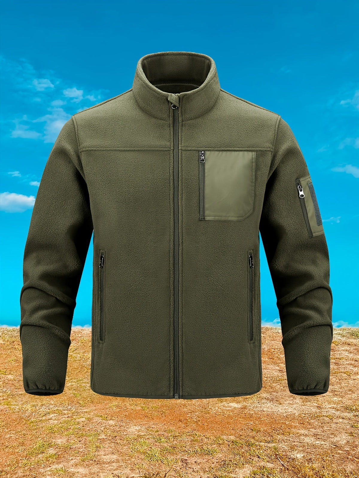Women's Stand Collar Zip-Pocket Utility Jacket