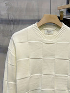 Women's Raised Check Knit Crew Neck Jumper