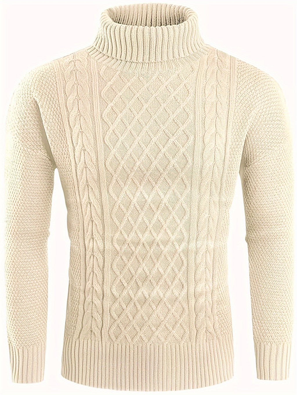 Women's Plus Size Cable Pattern Roll Neck Jumper