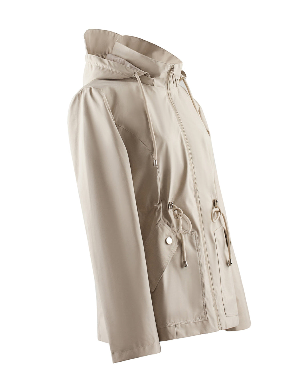 Women's Khaki Lightweight Hooded Jacket with Cinch Waist