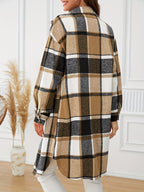 Women's Country Check Long Coat with Chest Pockets