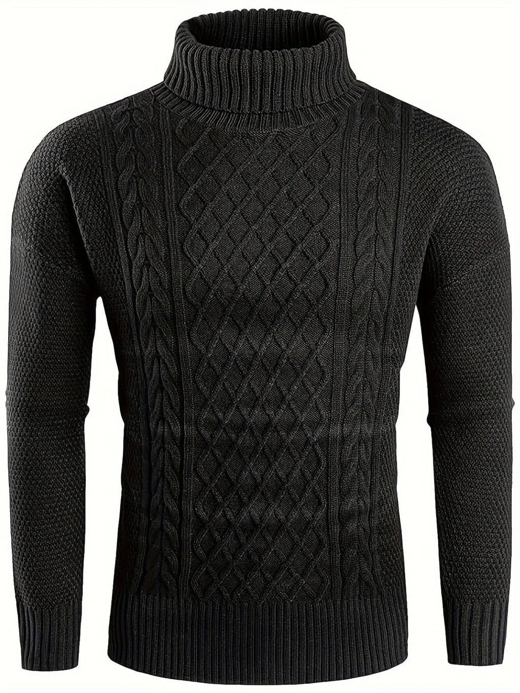 Women's Plus Size Cable Pattern Roll Neck Jumper
