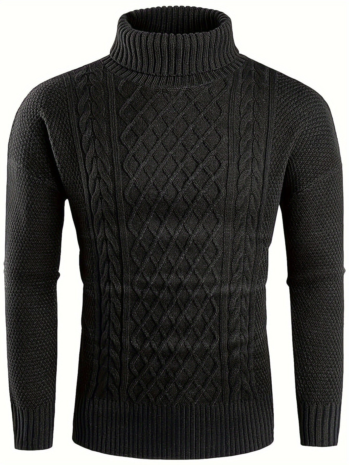 Women's Plus Size Cable Pattern Roll Neck Jumper