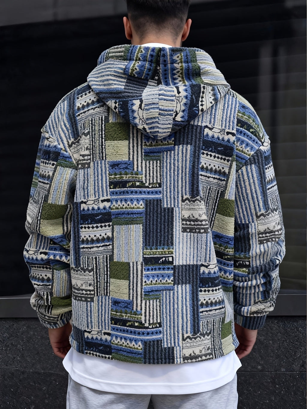 Women's Plush Printed Zip Neck Pullover