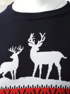 Women's Red Christmas Jumper with Reindeer Motif