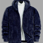 Women's Soft Plush Zip Hoodie Jacket - Navy