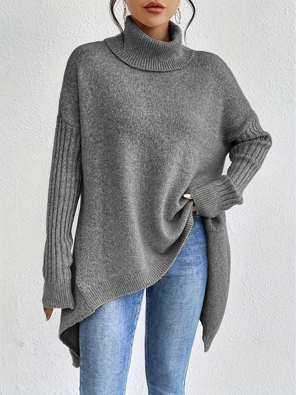 Women's Longer Length High Neck Soft Jumper