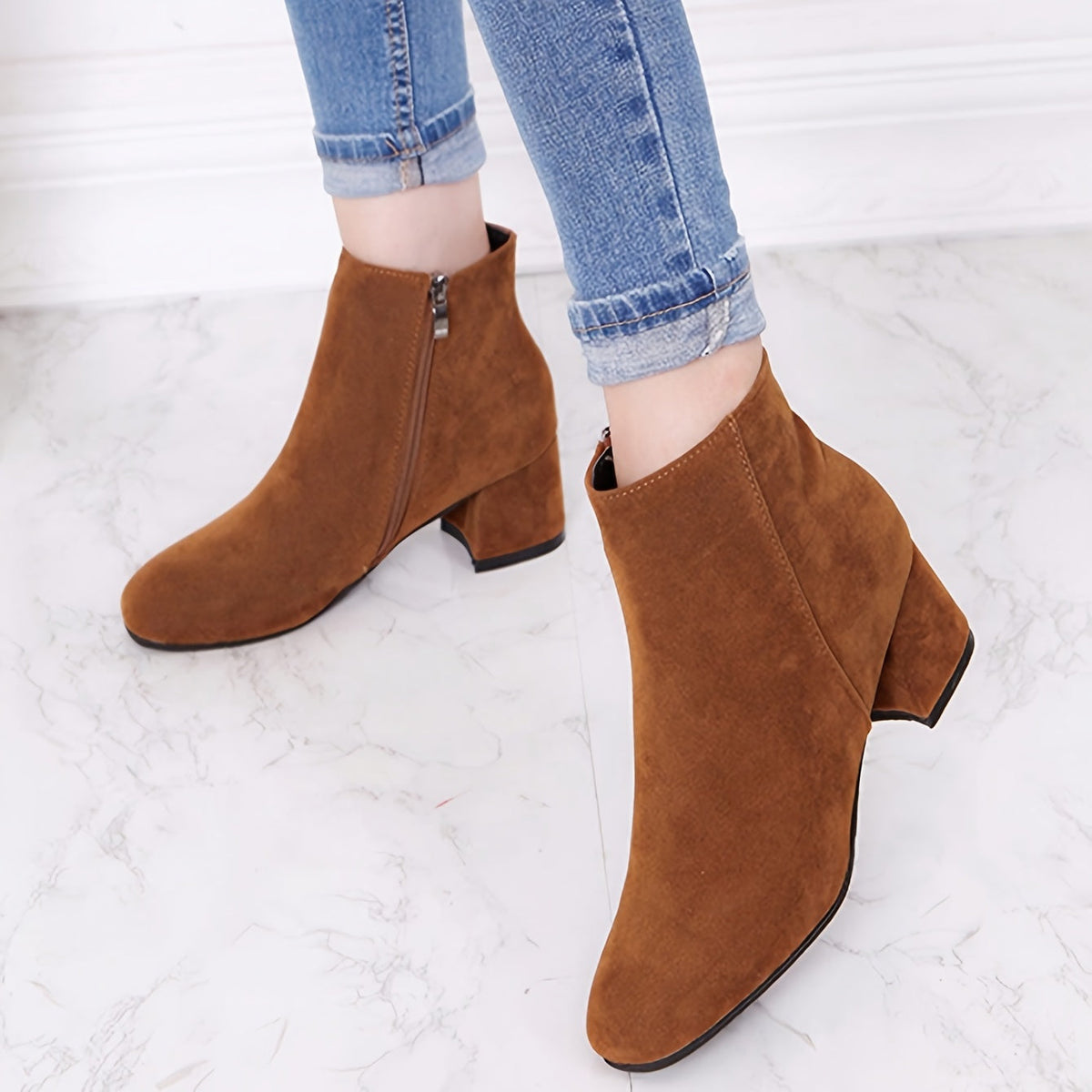 Women's Chelsea Ankle Boots with Low Block Heel