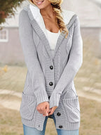 Women's Soft-Lined Button-Up Hooded Cardigan