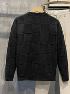 Women's Raised Check Knit Crew Neck Jumper