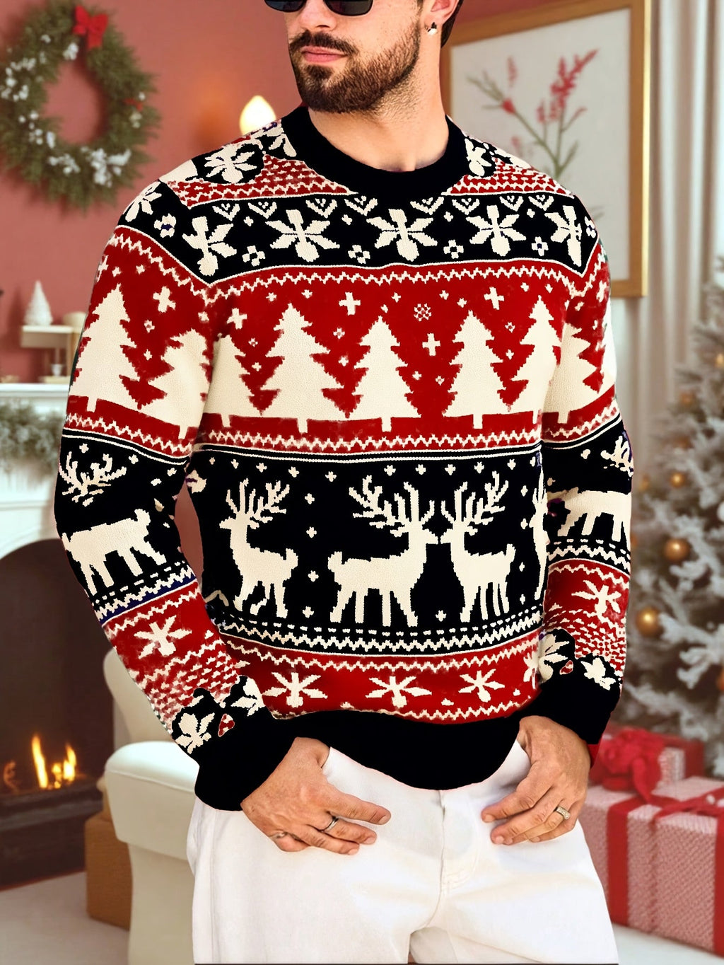 Women's Thick Knit Christmas Jumper with Classic Winter Motifs