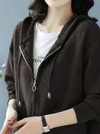 Women's Relaxed Full-Zip Knit Hoodie Cardigan