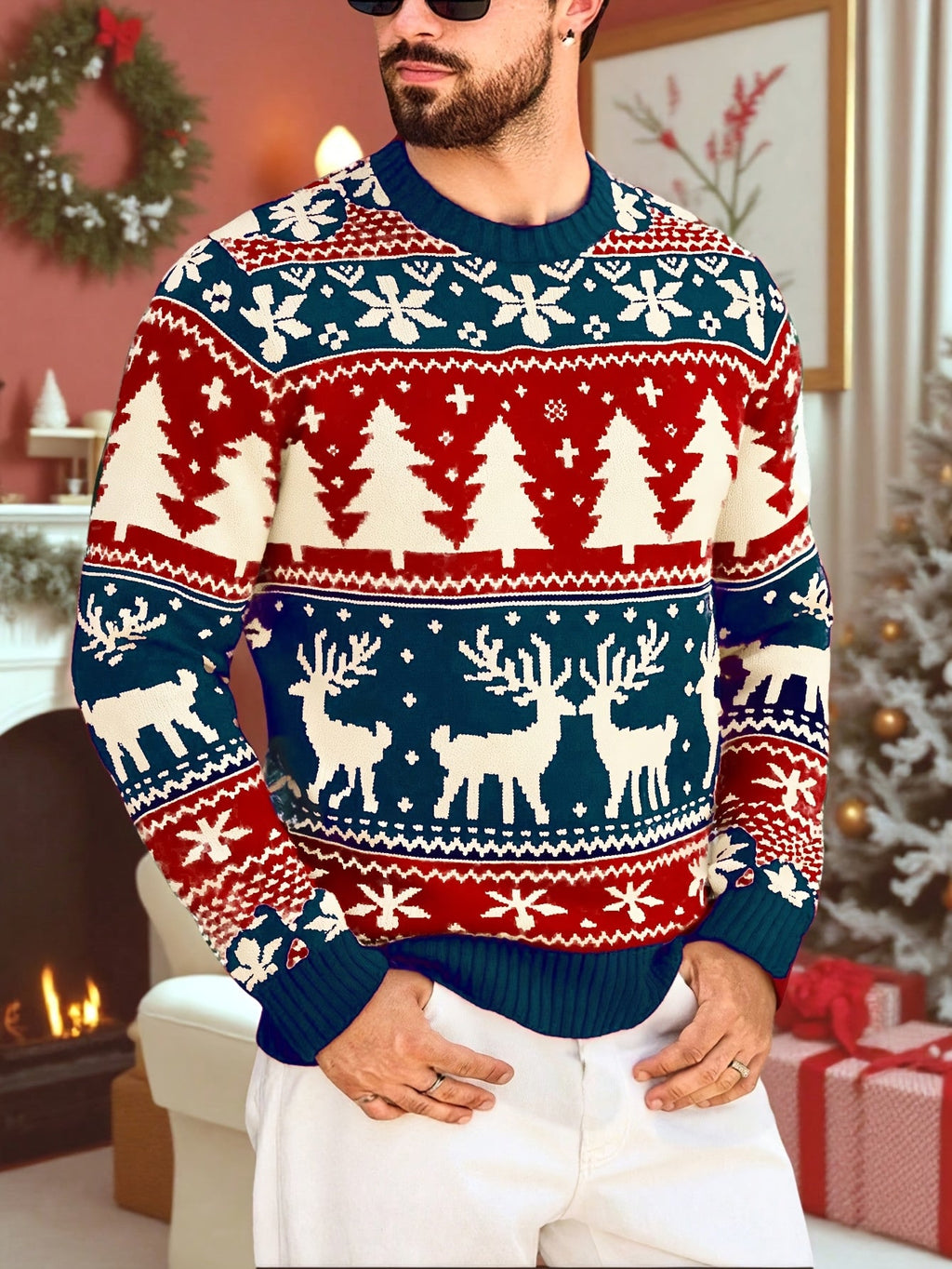 Women's Thick Knit Christmas Jumper with Classic Winter Motifs