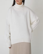 Women's Dropped-Shoulder Roll-Neck Jumper Minimalist Oversized Knit