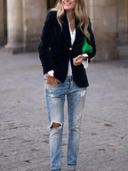 Women's Soft Velvet Blazer for Evenings Out