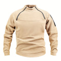 Women's Mock Neck Pullover with Zip Trim - Apricot