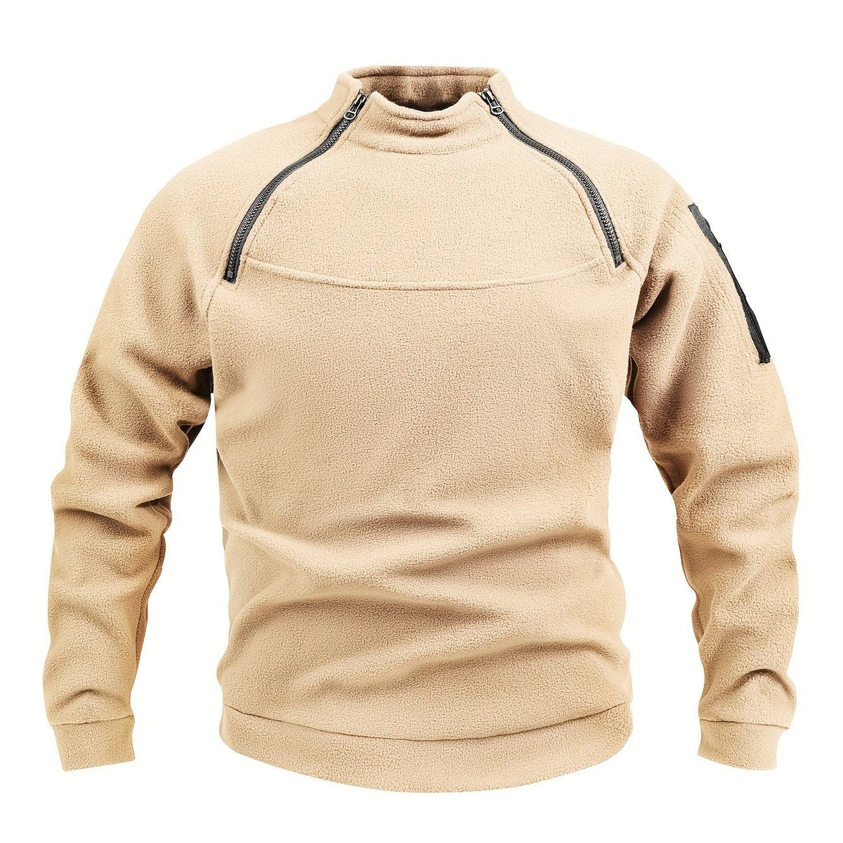 Women's Mock Neck Pullover with Zip Trim - Apricot