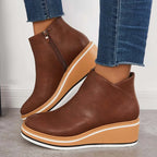 Women's Cushioned Platform Round Toe Ankle Boots