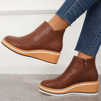 Women's Cushioned Platform Round Toe Ankle Boots