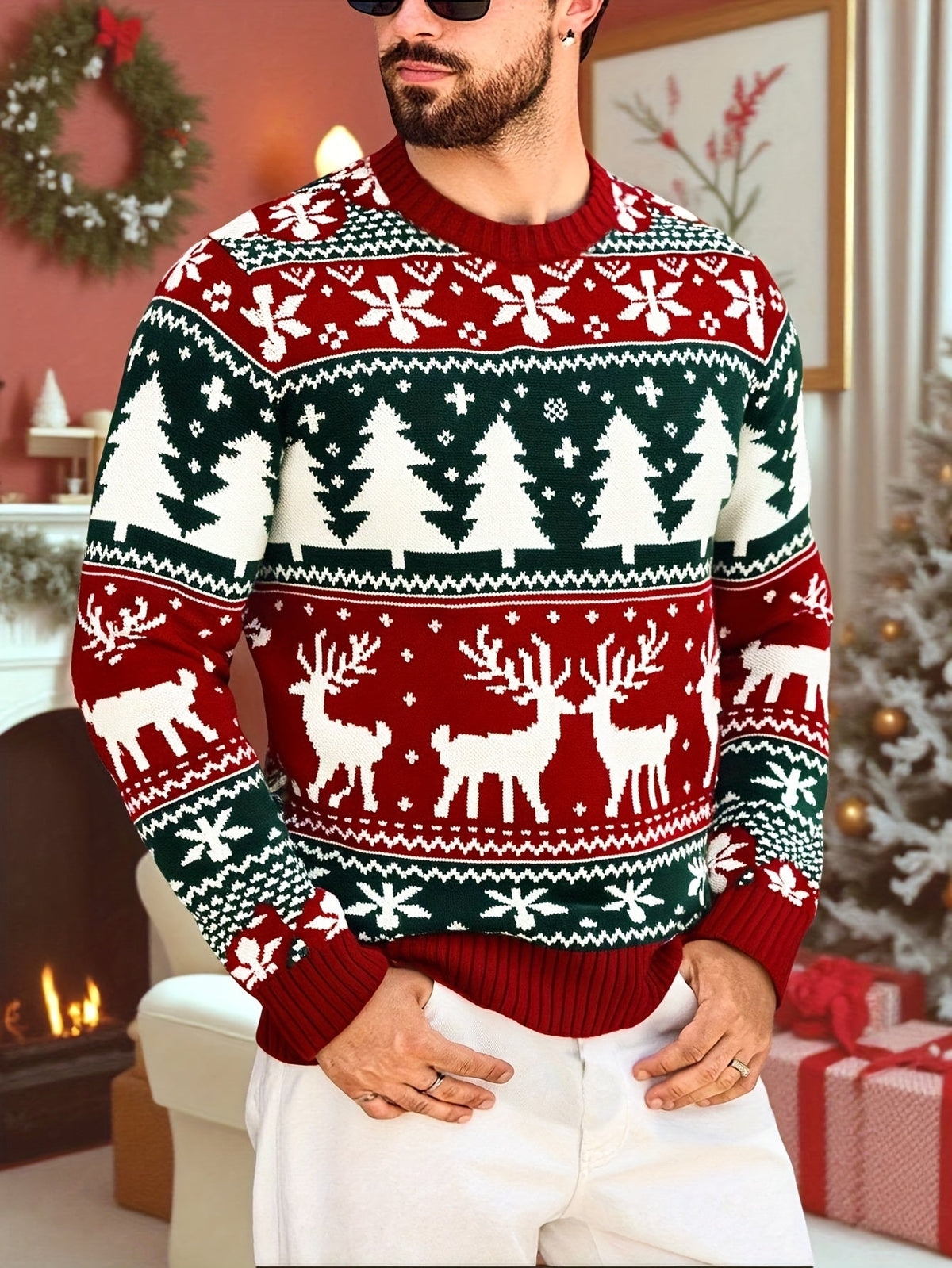 Women's Thick Knit Christmas Jumper with Classic Winter Motifs