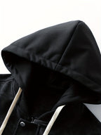 Women's Relaxed Drawstring Hood Jacket with Sleeve Pocket