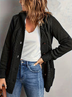 Women's Soft-Lined Button-Up Hooded Cardigan