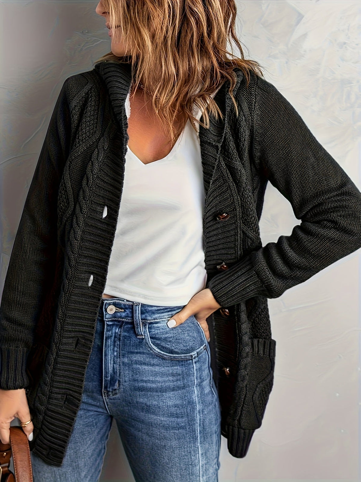 Women's Soft-Lined Button-Up Hooded Cardigan