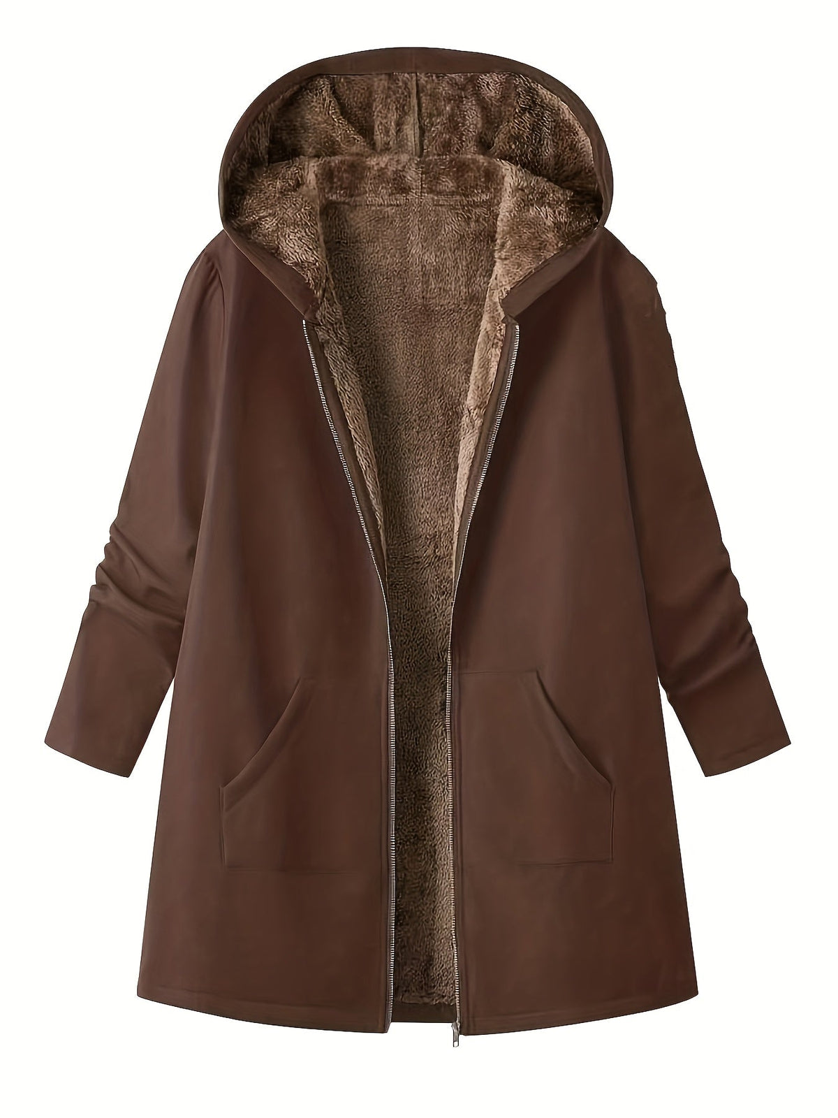Women's Soft-Lined Hooded Zip-Up Winter Coat