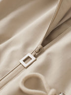 Women's Khaki Lightweight Hooded Jacket with Cinch Waist